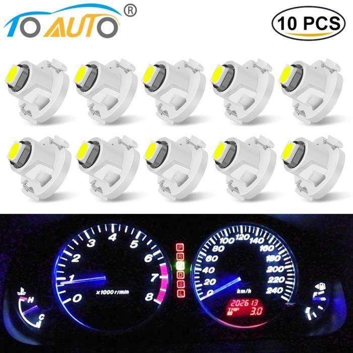 WHITE T4.2 -Ampoule Led Super brillante T3 T4.2 T4.7, 10 pièces, 3030 puces, tableau de bord de voiture, lampe de tableau de bord au
