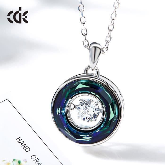 Collier en cristal d\'argent sterling S925 avec des éléments Swarovski Bleu