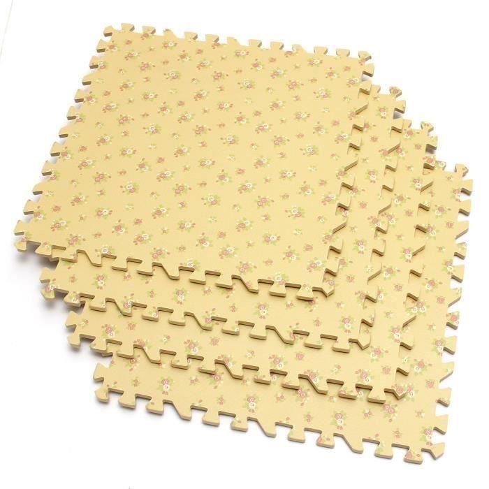 4PCS Eva Tapis Sol Plancher Mousse Bébé 600x600mm jaune Ve74459