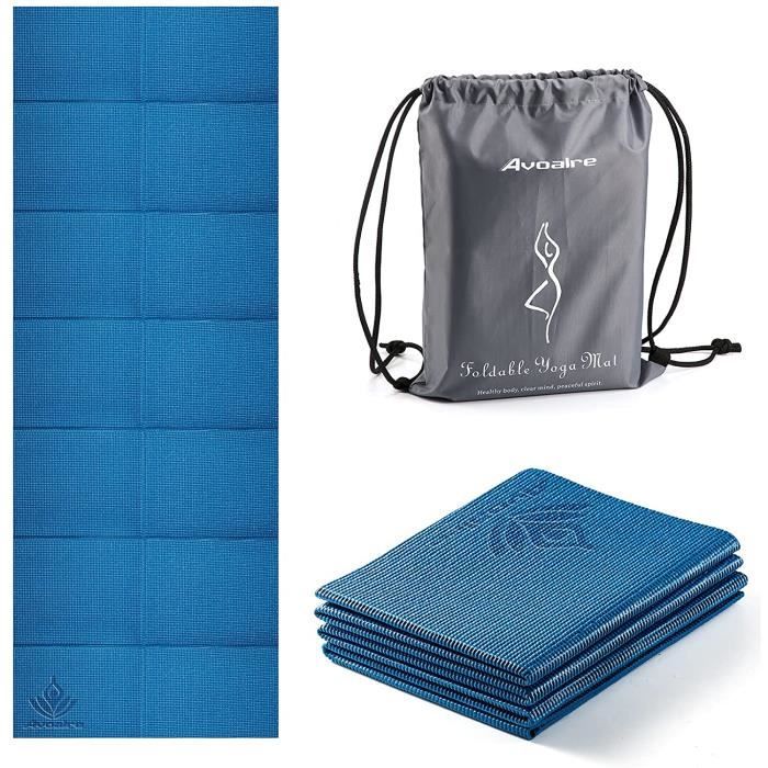 Avoalre Tapis Yoga Antidérapant et Pliable Tapis de Sport INDECHIRABLE Epais 5mm Tapis Yoga de Voyage 173x61CM pour Pilâtes, Gym, Aé