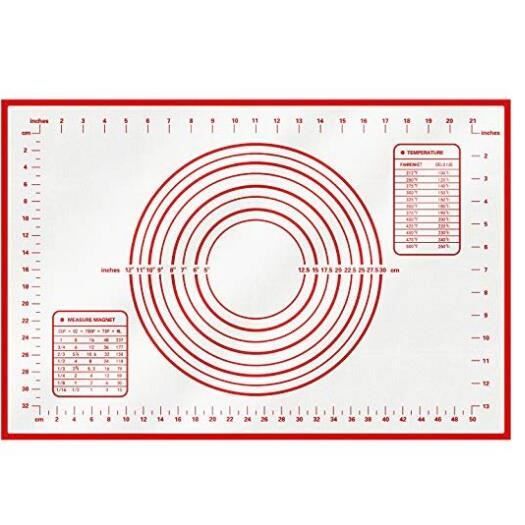 Grand Tapis de Cuisson en Silicone Anti-adhésif Tapis de pâte avec mesure 60*40 cm Rouge