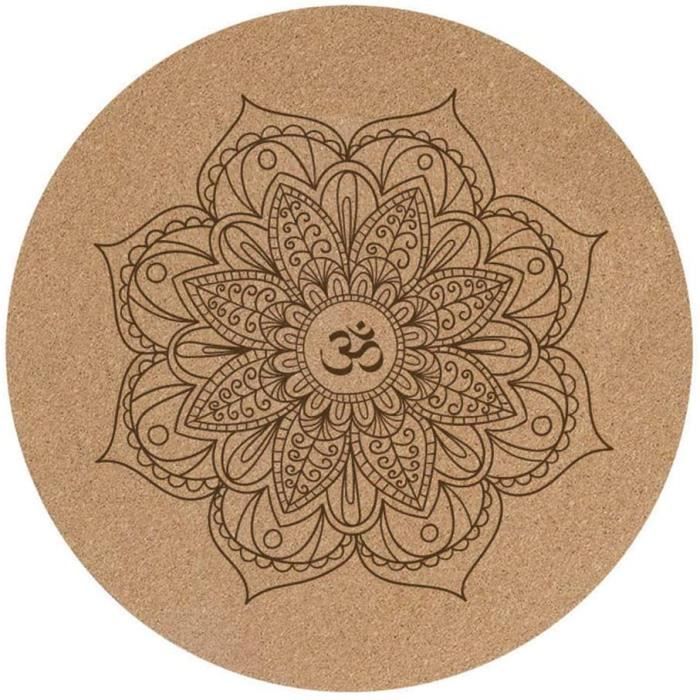 TAPIS DE YOGA nd Petit tapis de yoga rond en caoutchouc liegravege 60 x 60 cm x 3 mm antideacuterapant coussin de meacuteditatio660