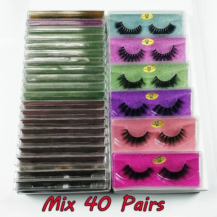 Maquillage,Lot de faux cils en vison naturel 3d,30-50-100 paires,pour maquillage,vente en gros - Type Mix 40 pairs