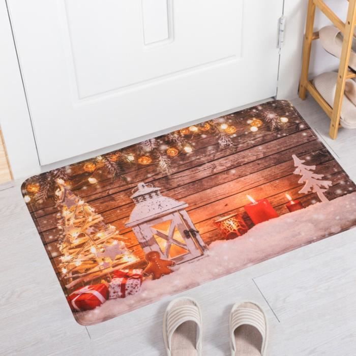 Tapis de porte, tapis de tapis de sol de tapis de sol de bienvenue de poupée de bienvenue de Noël de flanelle de 50x80cm avec le