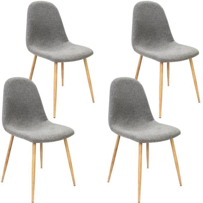 Lot de 4 Chaises Design avec revêtement en tissu - Gris clair - Tendance et moderne