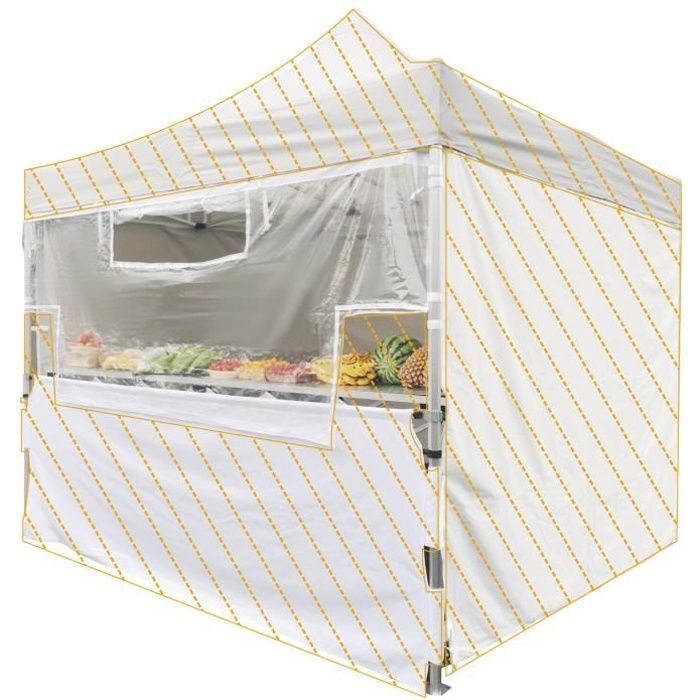 Écran transparent-Bâche séparative de protection en PVC pour Tente-Barnum pliante MEDIUM 32mm 3x4.5m Stand-Buvette-Réception-Marché