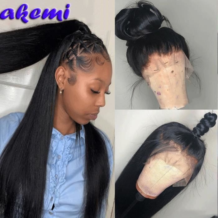 Perruque Lace Wig 360 naturelle brésilienne lisse naissance des cheveux naturelle 16 Pouces pour femmes