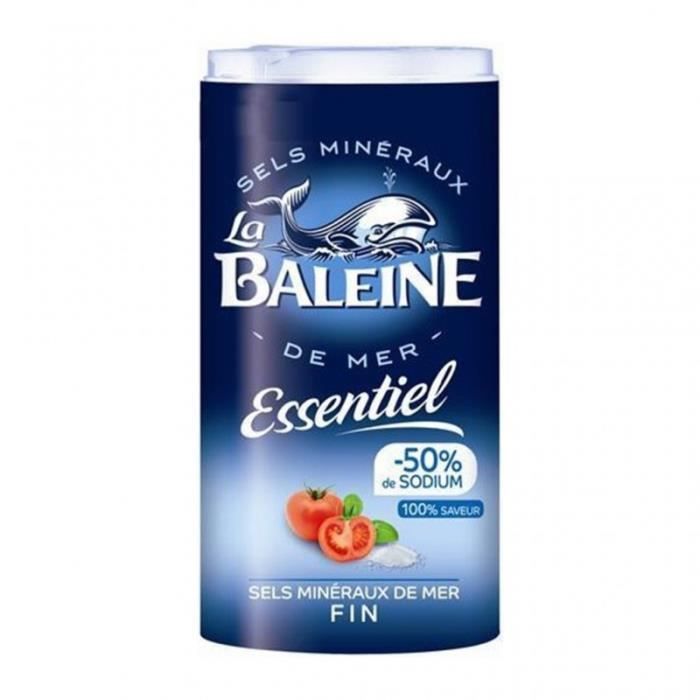 La Baleine Essentiel (-50% de Sodium) Sels Minéraux de Mer Fin 350g (lot de 4)