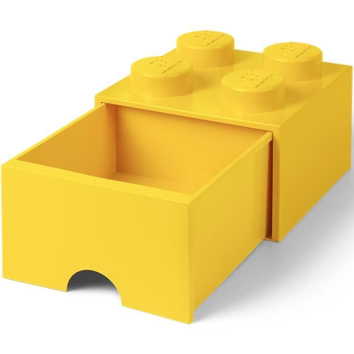 LEGO 40051732 Boîte bac Brique de rangement empilable Légo 4 plots 1 tiroir Plastique Jaune H18 x 25 x 25 cm