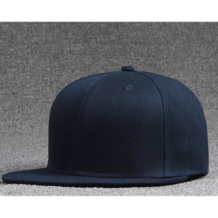 Casquette à Bord Plat de Couleur unie pour Hommes et Femmes Casquette de Vaseball à Bord léger Casquette Hip-hop Bleu Foncé