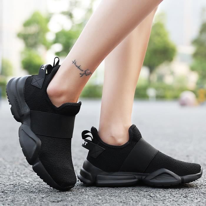 Baskets plates en maille pour femmes, chaussures de course sauvages en plein air, chaussures paresseuses
