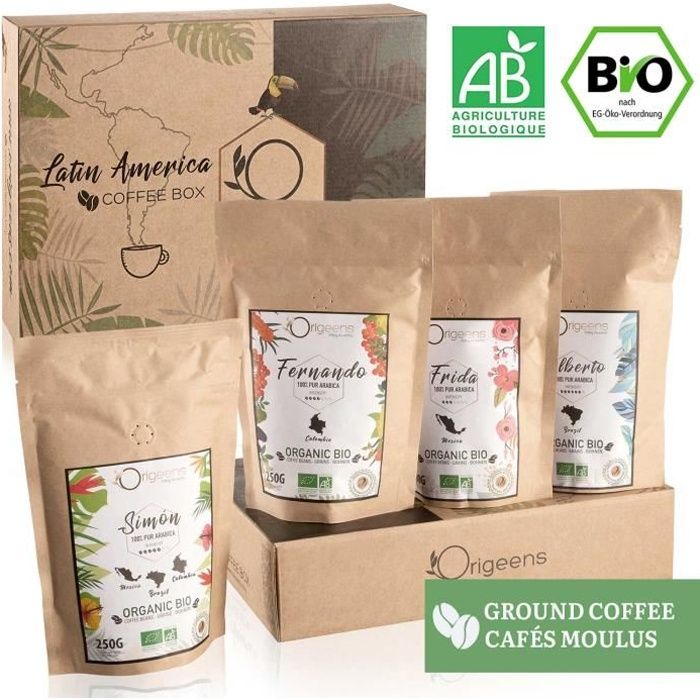 Coffret Dégustation Café Bio Moulus Amérique Latine - 4 x 250g