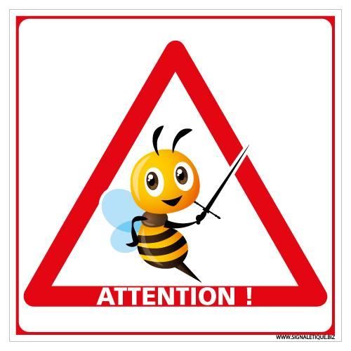 Panneau Attention aux Abeilles - Dimensions 450 x 450 mm - Aluminium 2 mm - Protection Anti-UV