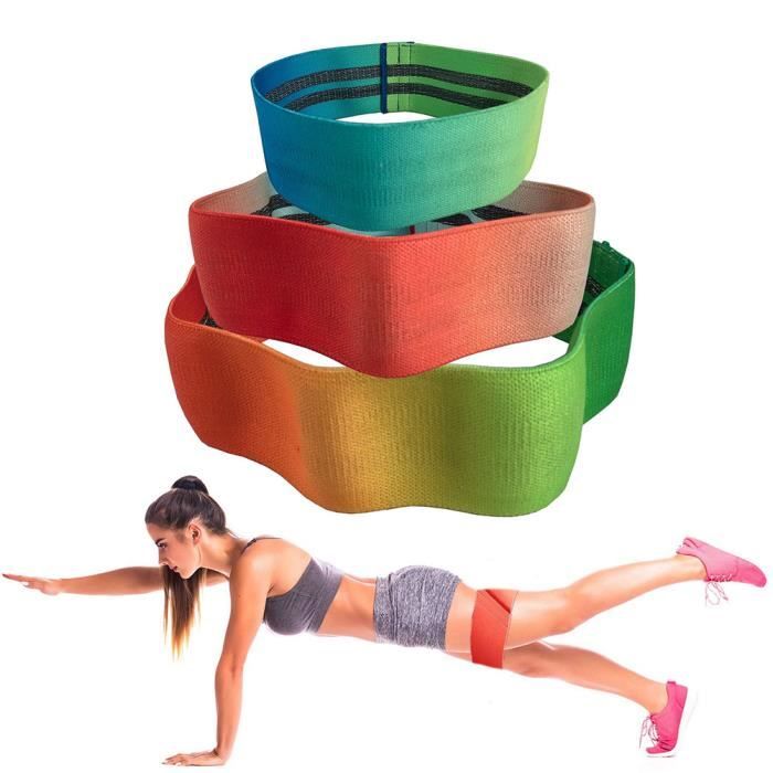 Bande de Résistance 3 Set, Bandes Elastique Fitness - Équipement d'Exercices pour Jambes et Fesses, Yoga, Pilates - Dégradé