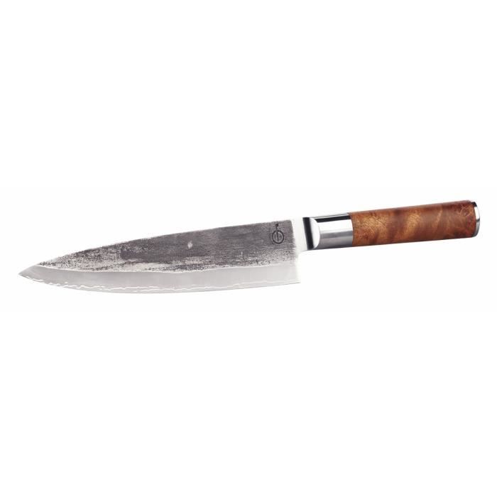Couteau éminceur avec lame en acier Damas 20,7 cm et coffret en bois