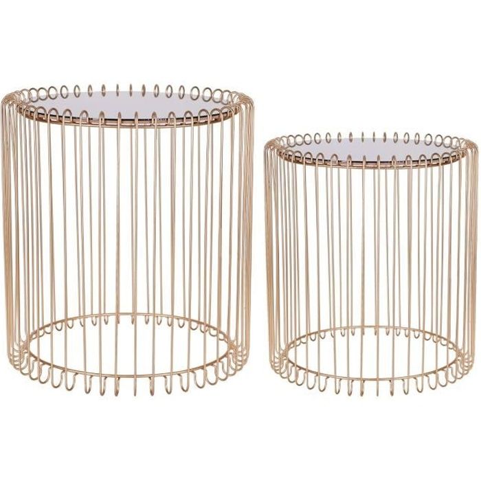 2 Tables d'appoint miroir design Gold Home - Doré