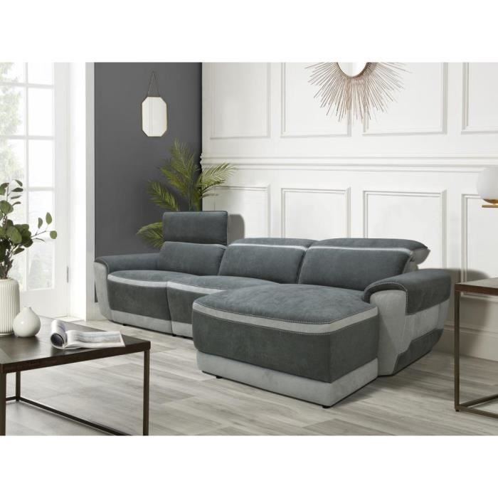Canapé d'angle Gris Tissu Moderne Confort