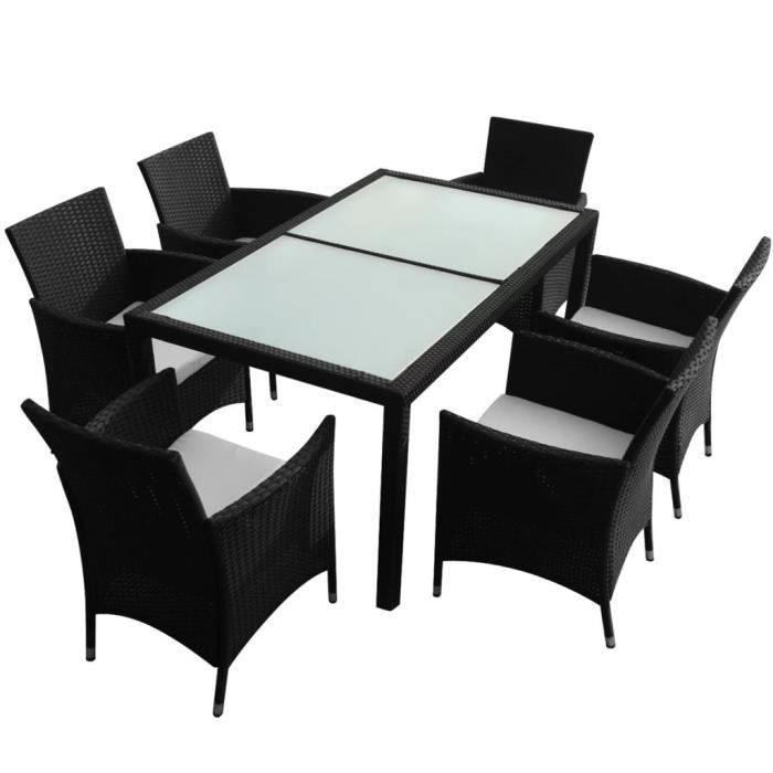 Jeu de mobilier de jardin 13 pcs Salon de jardin Noir Résine tressée