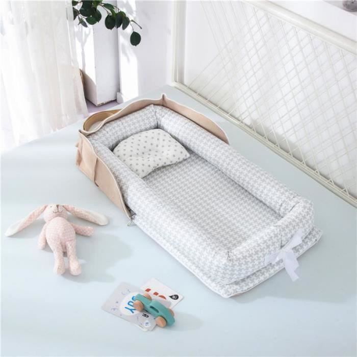 SH33716-Lit Bébé Portable en Coton Reducteur de lit Pliable Nid pour nouveau-né nourrisson de voyage Lavable Berceau 0-2 Ans, Gris