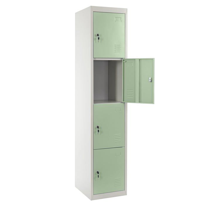 Caisson a tiroirs casier rangement bureau quatre portes verrouillables 180x38x45cm en metal vert 04_0001649 Caisson a tiroirs casier rangement bureau quatre portes verrouillables 180x38x45cm en metal vert 04_0001649