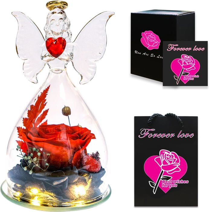 Rose éternelle Galaxy Avec Vase - Cadeau Femme Pour Noël, Saint-Valentin, Fête Des Mères, Anniversaire