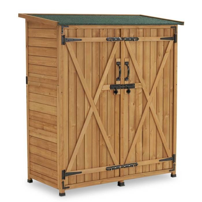 M MCombo Armoire de jardin en bois 0707D petit abri de jardin résistant aux intempéries verrouillable pour lextérieur