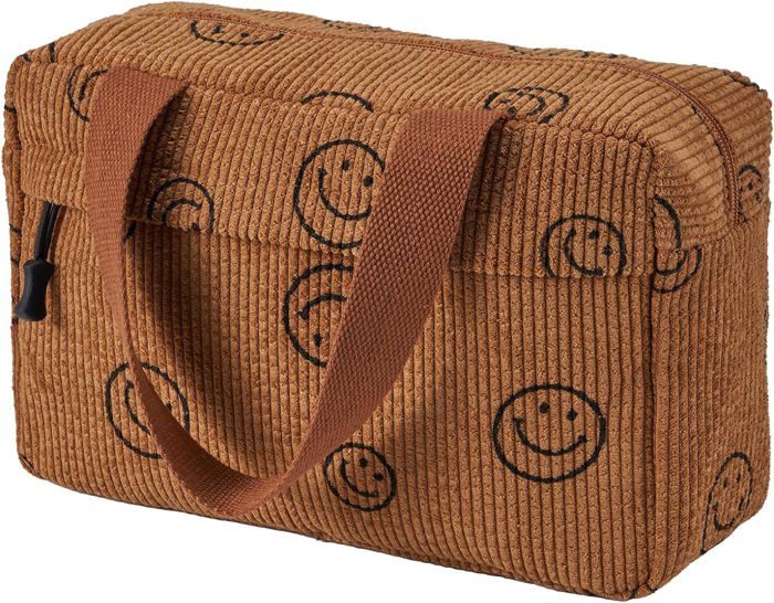 Trousse De Toilette Voyage En Velours Côtelé – 26x18x5 Cm – Pochette Maquillage Noir Avec Fleurs Blanches – Pour Femme, Fille