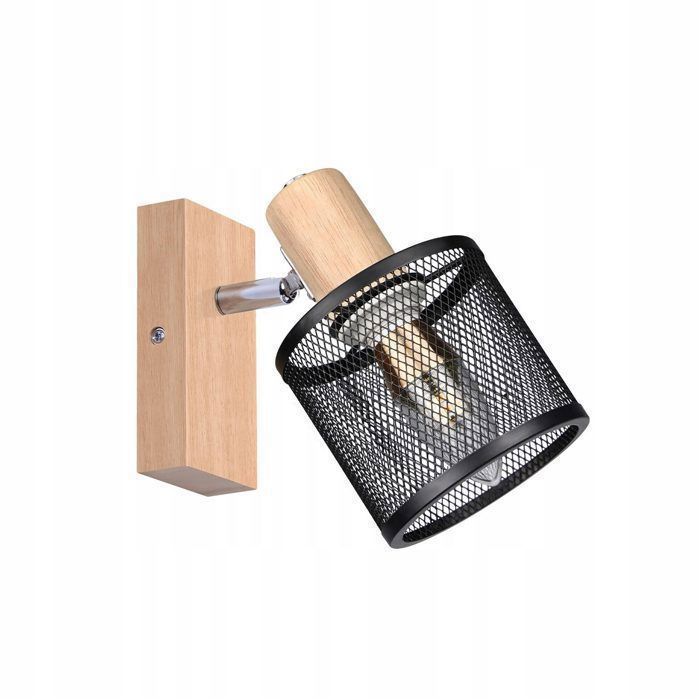 Plafonnier 1 Spot E14 Vintage Bois et Métal Noir NETTLIFE - Orientable 350° Lampe de Plafond industriel pour Salon Chambre Cuisine