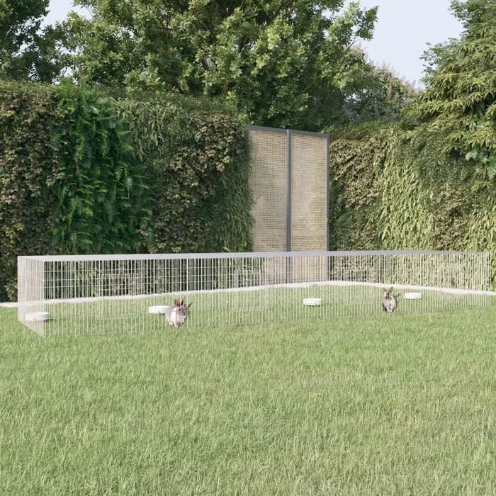 Comparer les prix de Lemon Clapier enclos UU - Cage à lapin 4 panneaux 433x109x54 cm Fer galvanisé CCL57861270