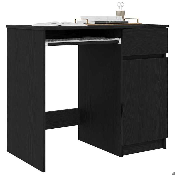 Bureau chêne noir - GKK - 86x49x76 cm - bois dingénierie - multi-rangements - Desgin moderne @611