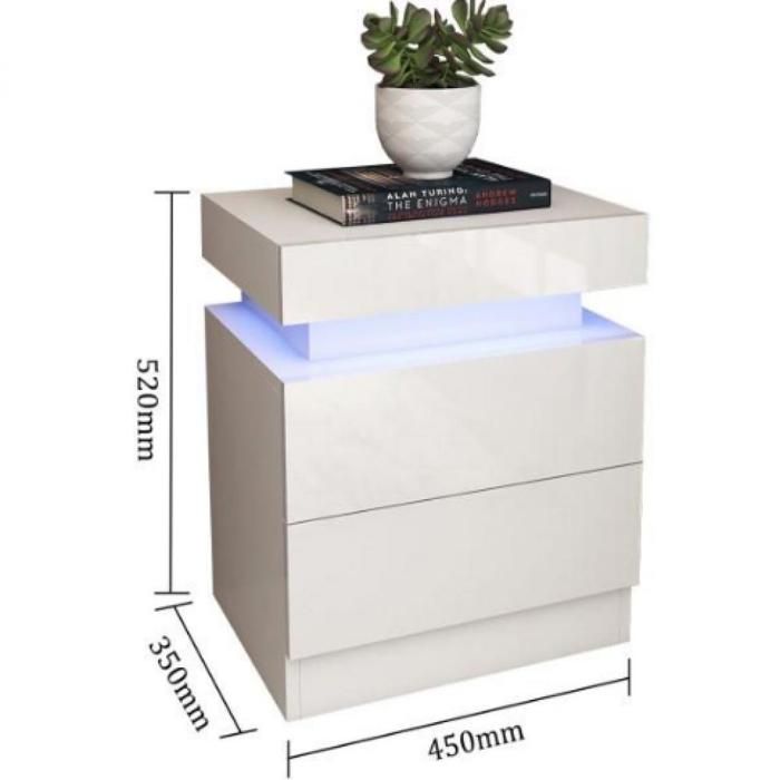 HaodaCulture Table de Chevet LED, Table de Nuit Connectée, 2 tiroirs et HaodaCulture Table de Chevet LED, Table de Nuit Connectée, 2 tiroirs et
