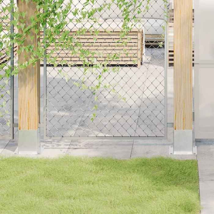 vidaXL Bases de poteau carrées 4 pcs argent 101x101 mm acier galvanisé 42000012