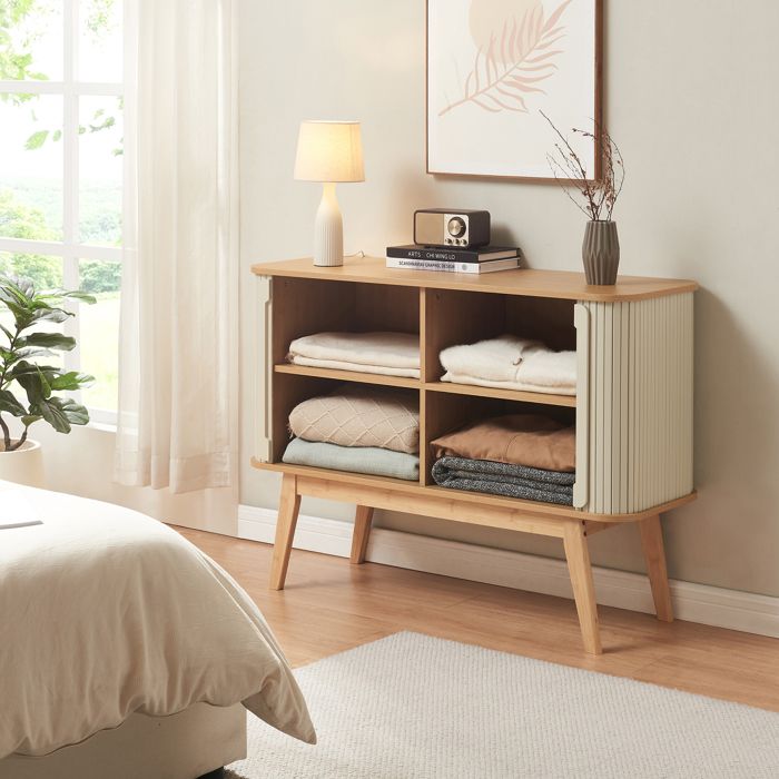 Buffet Tysvær bambou 110 x 40 x 80 cm naturel / blanc crème Buffet Tysvær bambou 110 x 40 x 80 cm naturel / blanc crème