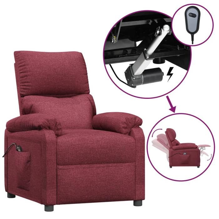 Promotion de Noël Fauteuil inclinable électrique - SARAZY - Pour salon - Rouge bordeaux Tissu LL682