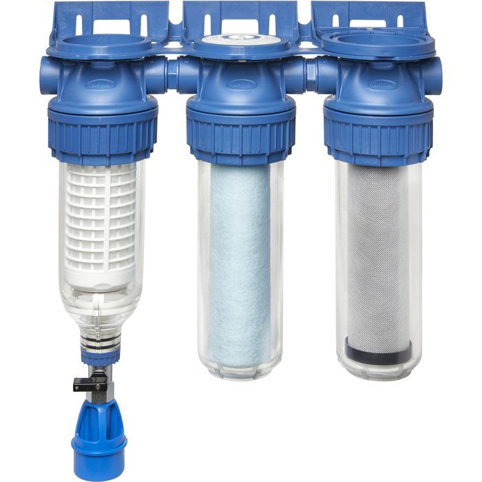 Station de filtration triplex - BWT - PURESKY 50 µm rétro-lavable + ARCTIC 20 µm + PUREBLOCK 10 µm