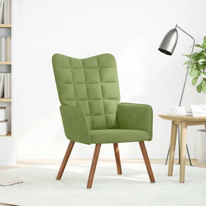 Les Soldes Chaise de Détente (1 PLACE) - CLOUD - Fauteuil Relax/Chambre à Coucher - Vert clair Velours J6872