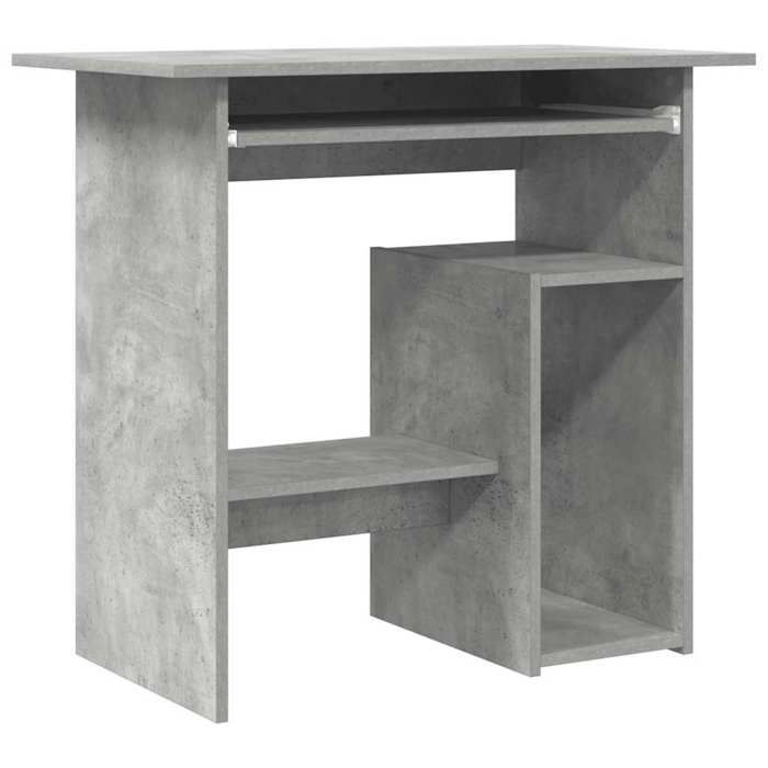 Bureau moderne en bois dingénierie - CLARENCE - Gris béton - 80x45x74 cm - Étagère ouverte pour tour PC