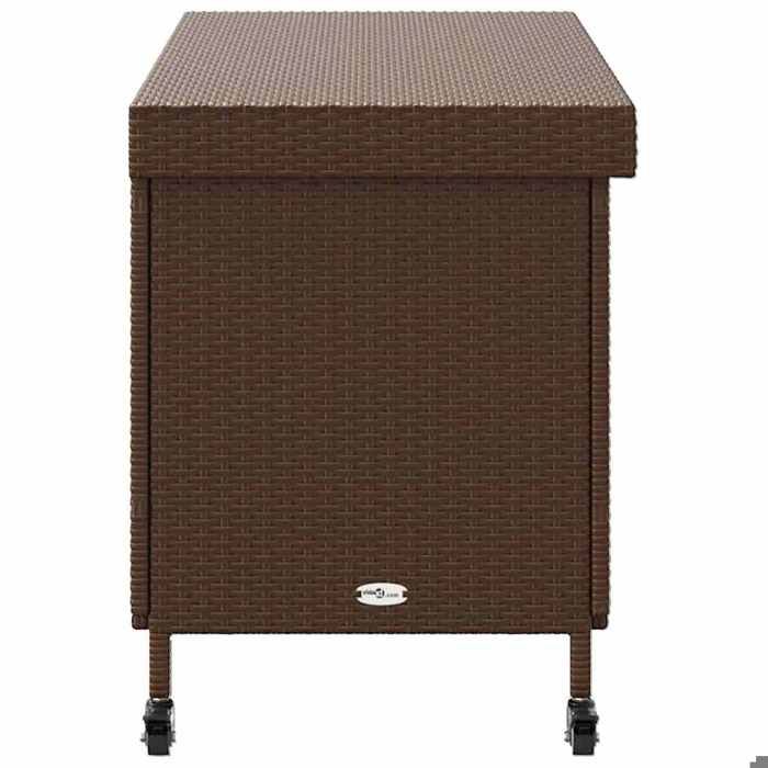 Promotion mars * COFFRE DE JARDIN - YUNYAN - Boîte de rangement de jardin - MEUBLE JARDIN - et roues marron résine tressée _761803