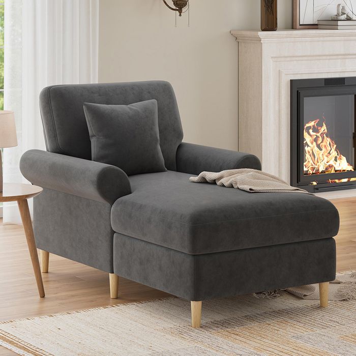 Fauteuil relax - XXL pliable - Velours gris - Inclinaison - Capacité 150 kg