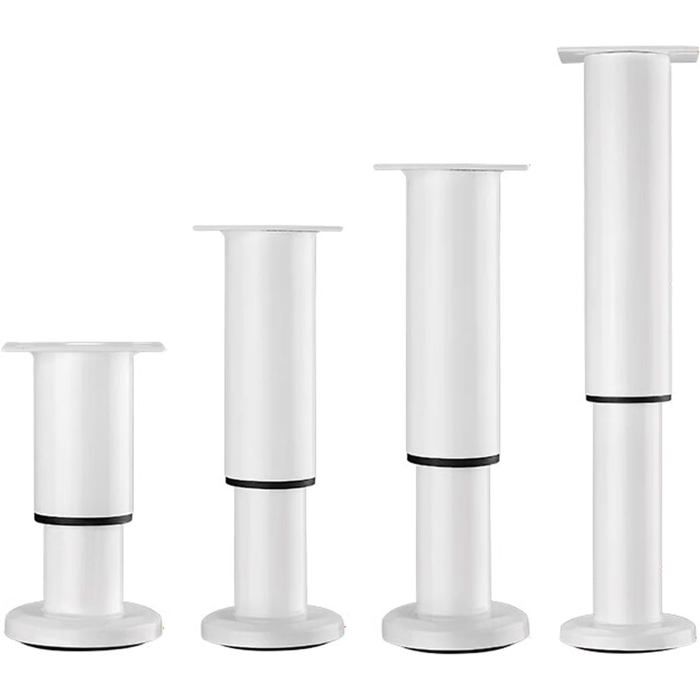 Lot de 4 Pieds de Meubles Réglables Métal 8-12 cm Rétractables Ronds Pour Canapé Table Chaise Bureau Armoire Blanc Cassé