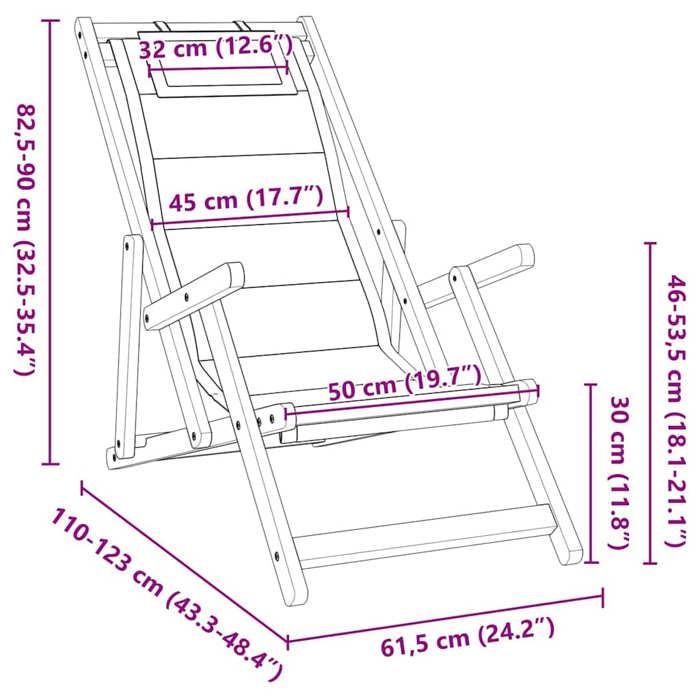 Mode Chaise de plage avec coussinCHEZ YIYISet de 2Fauteuil de relaxation élégantMarron 61.5x123x82cm 61.5x123x82cm 9676