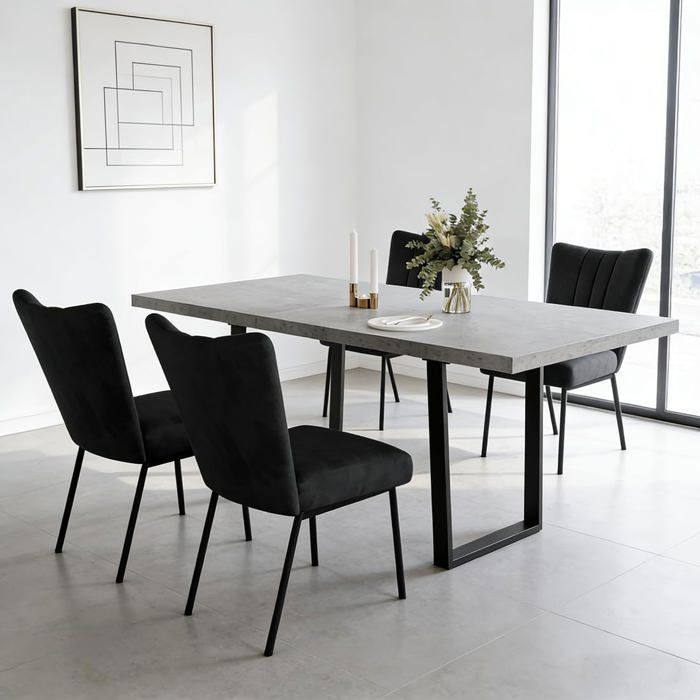 JIEXI Ensemble table et chaises de salle à manger extensibles (5 pièces) avec plateau en MDF et 4 chaises en velours noir