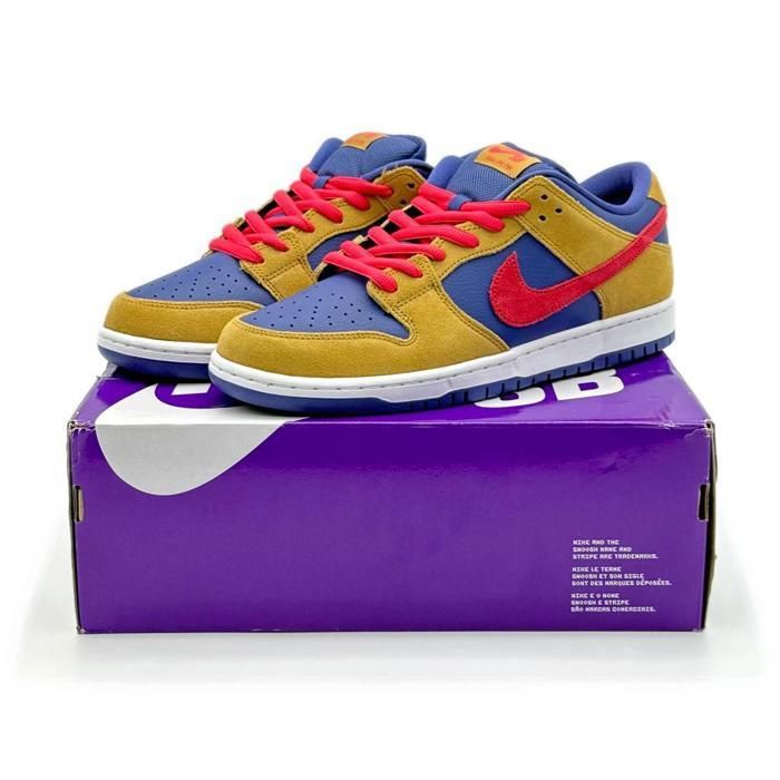CHAUSSURES DE BASKET-BALL BQ6817-700 Nike SB Dunk Low Pro Wheat Purple Reverse Papa Bear Red (Mens)