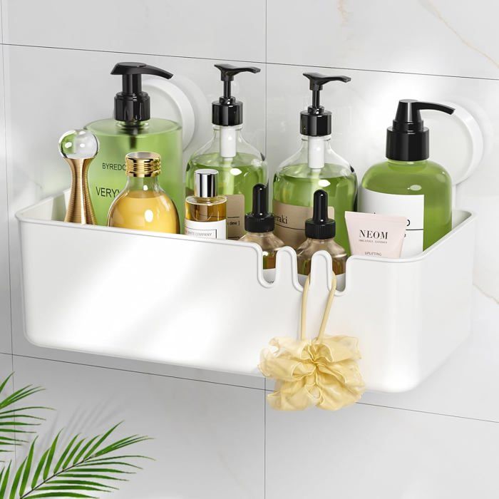 Strong Suction Shower Caddy No Drilling Shower Shelf Basket Removable Shower Storage Rustproof Waterproof for Bathroom Wall