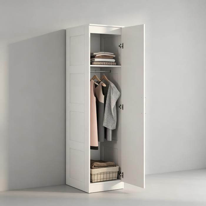 Armoire multifonctions avec penderie étagère porte à fermeture douce 40 x 52 x 180 cm blanc