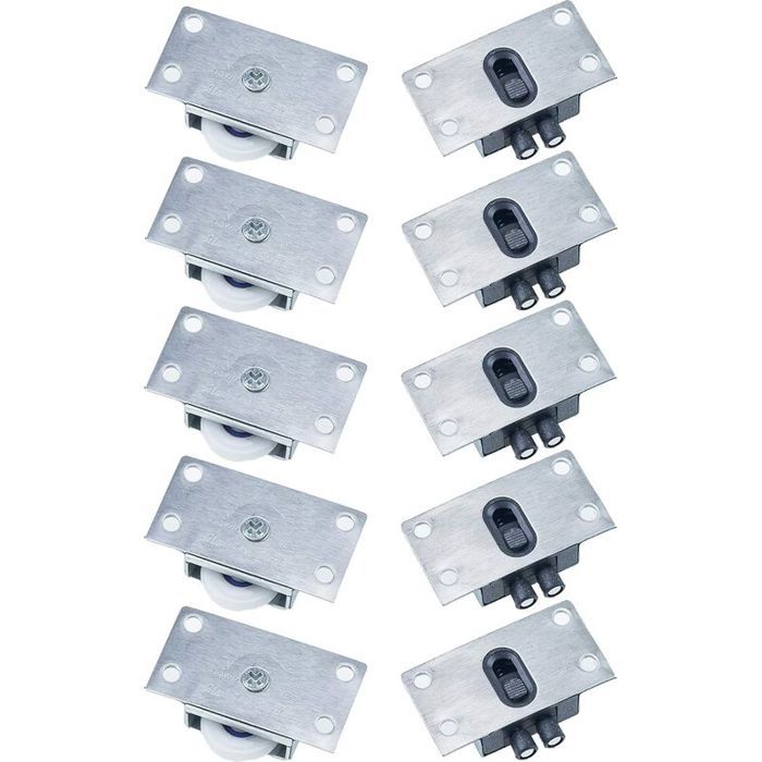 Lot de 5 galets silencieux inox + nylon – Anti-rouille pour portes coulissantes armoires/fenêtres