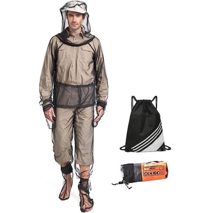 Combinaison anti moustiques - Maille ultra légère respirante Tenue complète ajustable - Pêche apiculture camping - Taille L XL