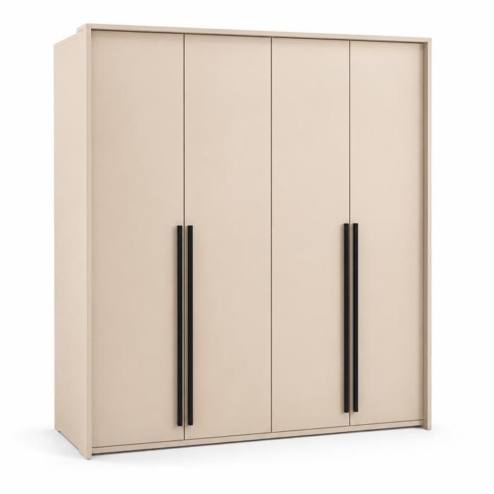 Armoire-penderie - 3XE LIVING - STOLAR GENUA - Beige sable - 4 portes - 6 étagères & 3 tringles