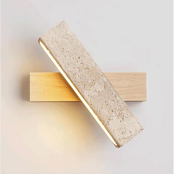 Applique murale LED carrée en travertin rotation 180° pierre naturelle lampe dintérieur pour salle de bain chevet salon 3000K