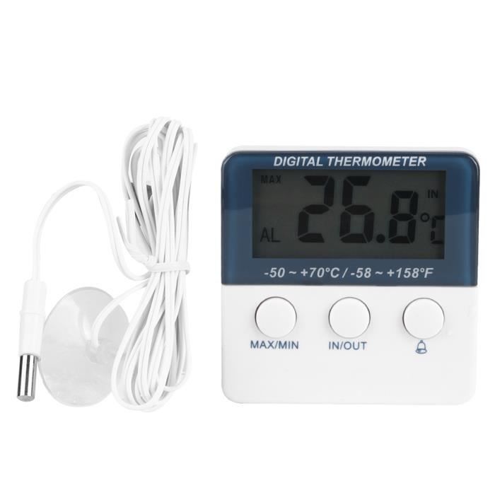 Thermomètre Voiture Numérique DC 12V - Double Sonde Intérieur/extérieur, écran LCD Rétroéclairé, Plage -50°C à 70°C - Vert